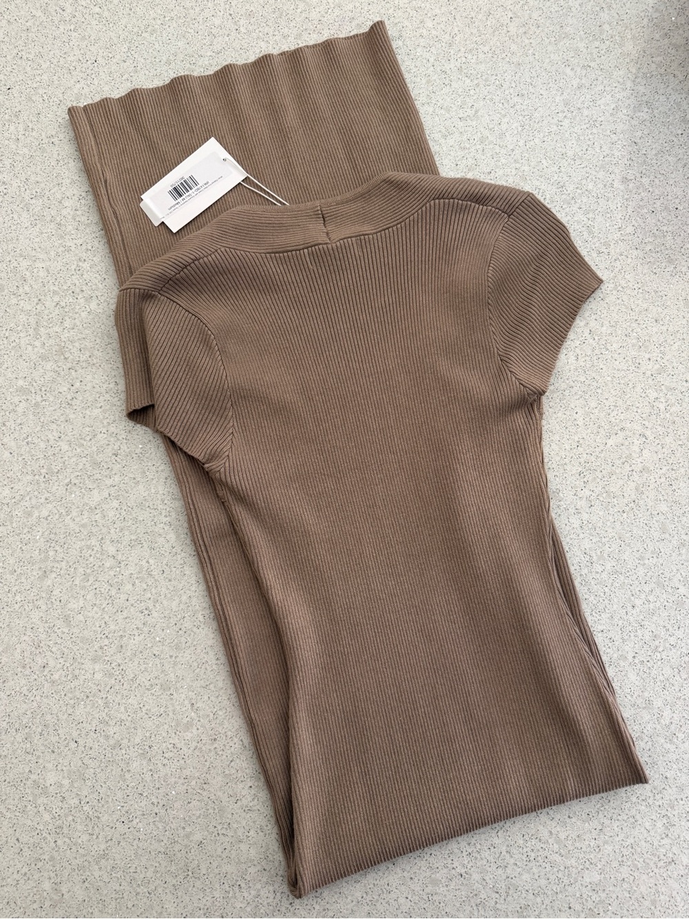 Worth Collective Wren Taupe Ribbed BodyCon Maxi Dress Square Neck Medium NWT - Picture 3 of 4